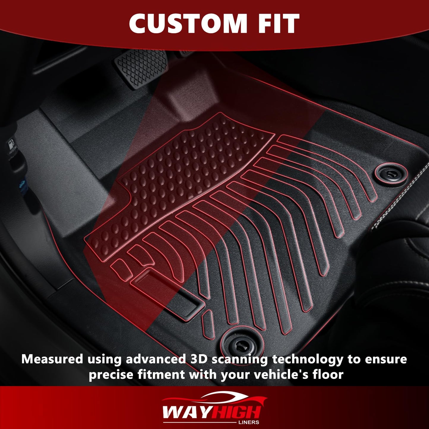 Wayhigh® Floor Mats & Cargo Liner for Toyota RAV4 Hybrid 2019-2024 2025(Only Hybrid) All Weather TPE Car Mats Waterproof Heavy Duty Floor Liners Custom Fit for RAV4 Accessories- Black