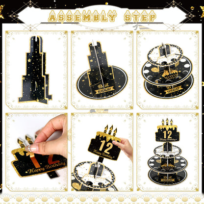 Crafterlife Birthday Cash Cake for Birthday Gifts, Money Holder Stand Ideas for Give Cash Gift, Surprise Personalized Money Box with 0-9stickers Variable Age for Her Him Birthdays Party Decorations