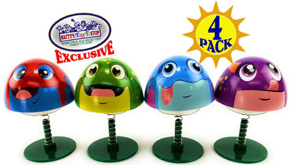 Matty's Toy Stop Schylling Frog Poppers Red, Blue, Green & Purple Complete Gift Set Bundle Storage Bag - 4 Pack