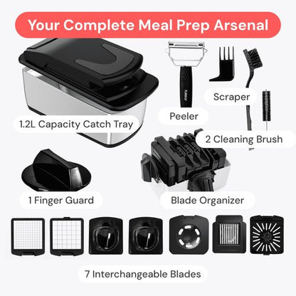 Fullstar The Original Pro Chopper - Vegetable Chopper and Spiralizer, Food Chopper with Container, Fruit Slicer, Kitchen Gadgets & Gifts, Home Essentials (9 in 1, SS Black)