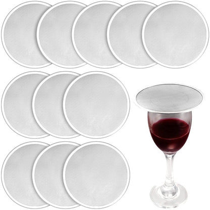 Boao 12 Pieces Stainless Steel Drink Covers Wine Glass Keeps Debris out Cup Drink Wine Glass Lid Mesh Ventilated Discs for Beverage Cover Outdoors Ventilation Reducing Splashing
