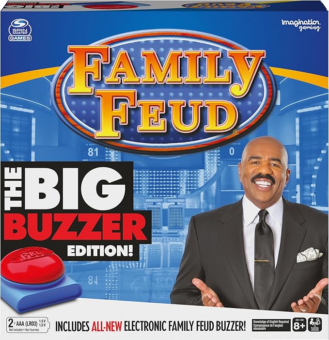 Spin Master Family Feud Big Buzzer Game Amazon Exclusive “Buzz in” with The Electronic Buzzer Board Game for Hilarious Family Fun Ages 8 and up