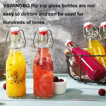 6 Pack 8.5oz Flip Top Glass Bottles,8.5oz swing top glass bottles with airtight lids for Home Brewing,2nd Fermentation,Kombucha,Kefir,Vanilla Extract,Juice,Tea,Beverages,Soda,Oils,Vinegar,Limoncello