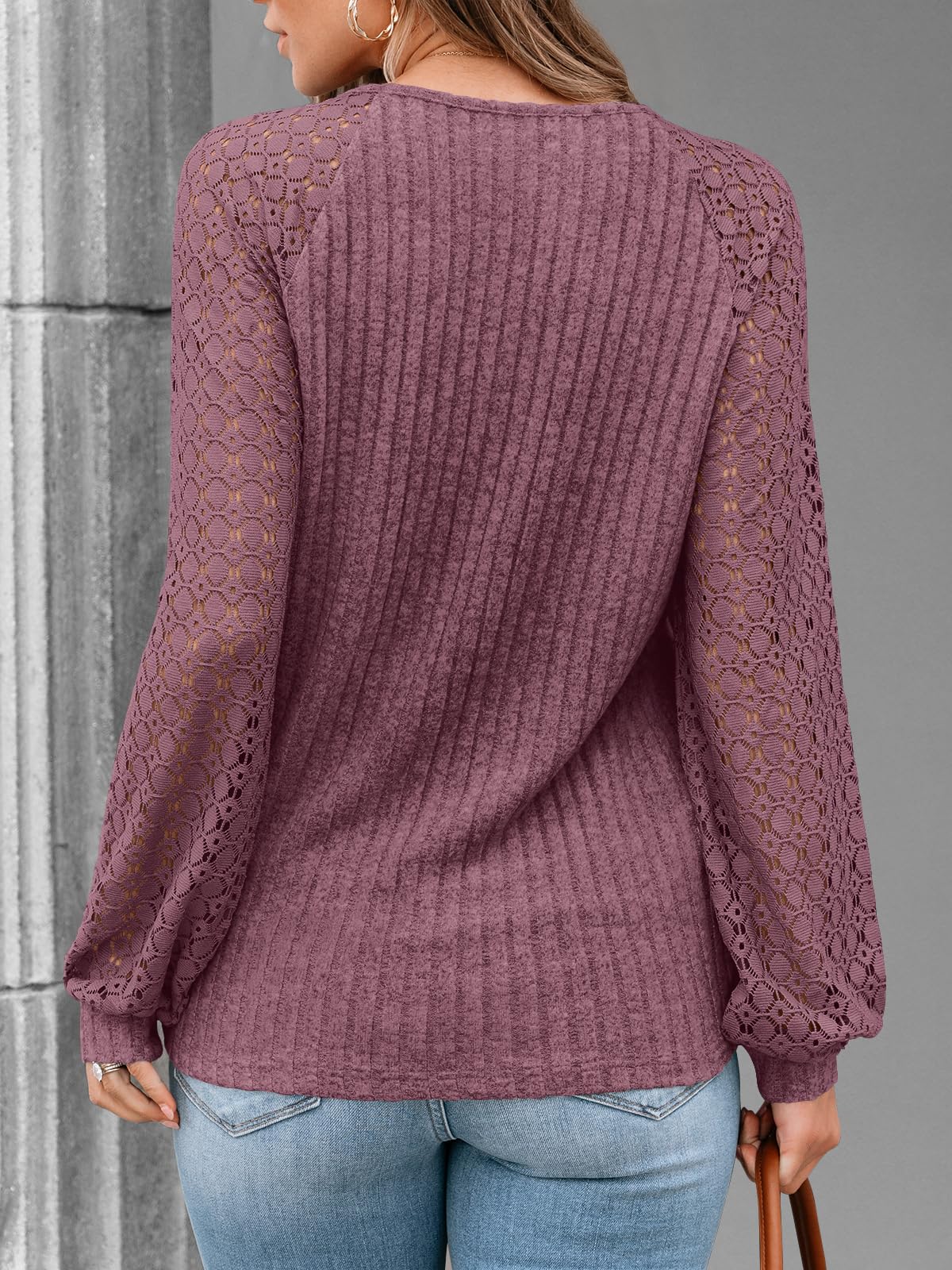 AUTOMET Women Long Sleeve Shirts Fall Lace Tops 2025 Fashion V Neck Sweaters Dressy Casual Winter Tunic Blouse Trendy Outfit