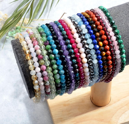 MASSIVE BEADS Natural Genuine Gemstone Beads Healing Crystal Chakra Reiki Jewelry Faceted Round Beads Bracelets (Amethyst, 3mm)