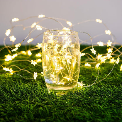 ZELUXDOT Star String Lights Plug in,40FT 120 LEDs Star Fairy Lights,Waterproof Starry Light with 8 Modes Remote for Outdoor Indoor Christmas Wedding Garden Ramadan Decor,Silver Wire,Warm White