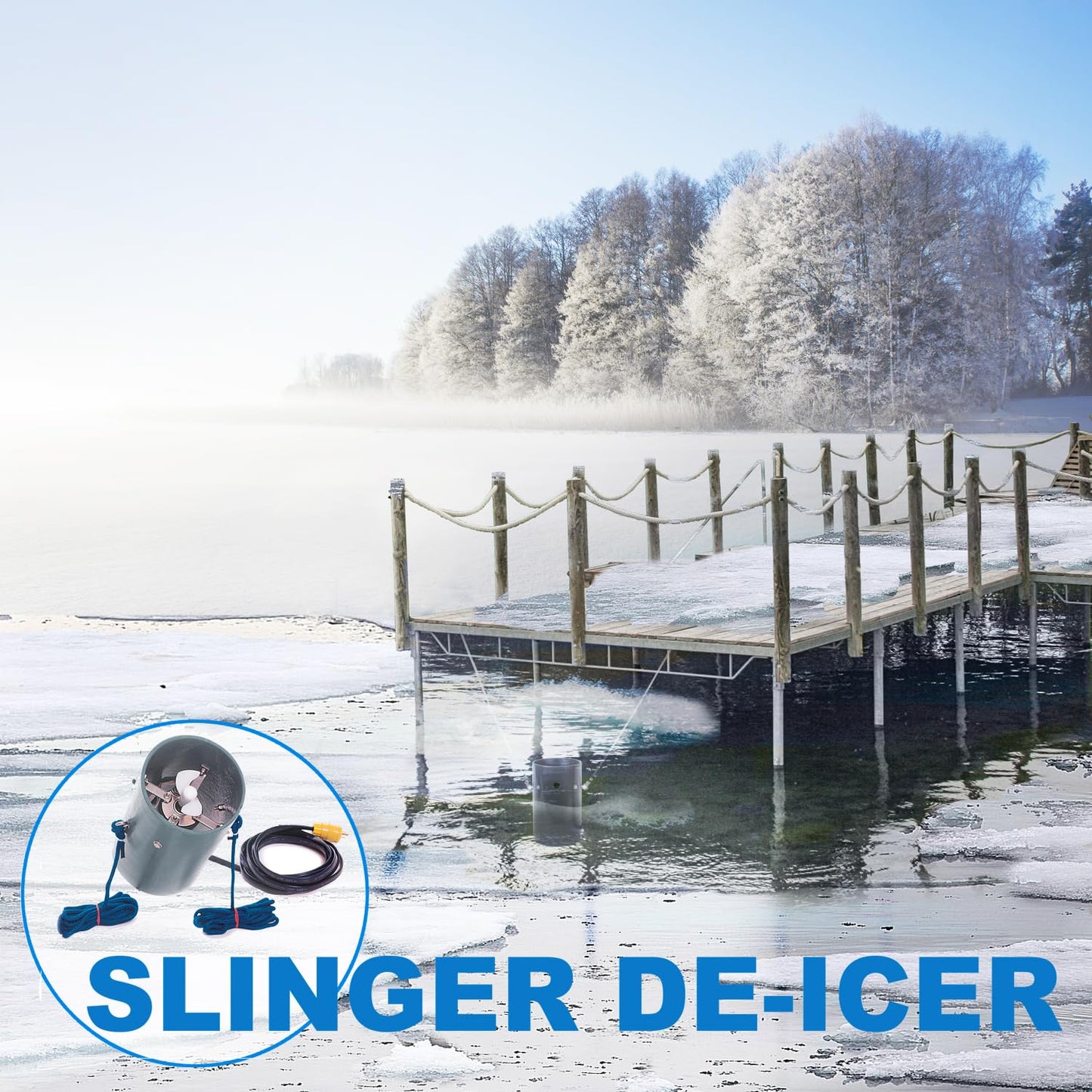 Scott Aerator Slinger De-Icer for Lakes & Ponds | 1/2 Horse Power 115V Stainless Steel | 50 ft. Electric Corded Cable Included | Made in USA