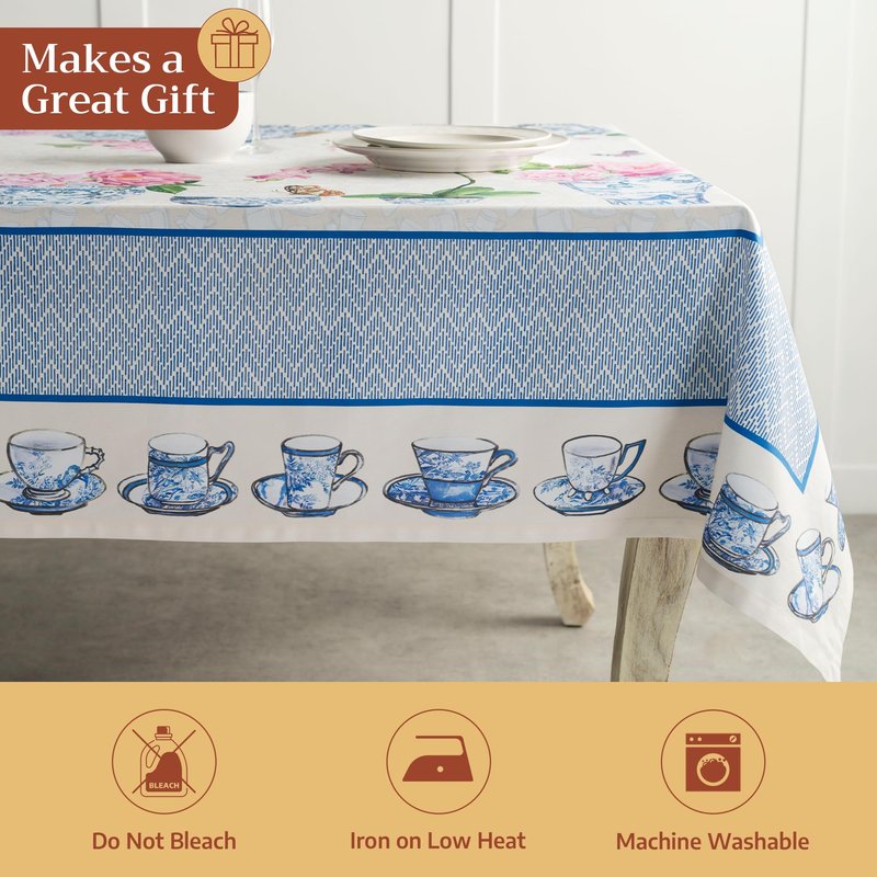 Maison d' Hermine Table Cloth Rectangle Table 100% Cotton 54 x 72 Inches Tablecloth Reusable Decorative for Dining Kitchen Room Farmhouse Home Gifts for Mothers Day Spring Summer - Canton