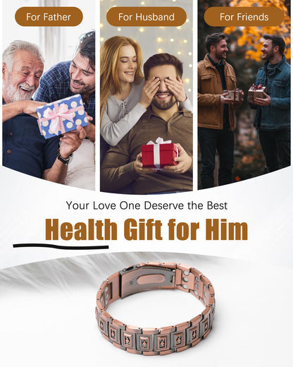 Jeracol Pure Copper Bracelet for Men, 3X Strength Magnetic Copper Cross Bracelets for Men with 3500 Gauss Magnets, Adjustable Length with Sizing Tool