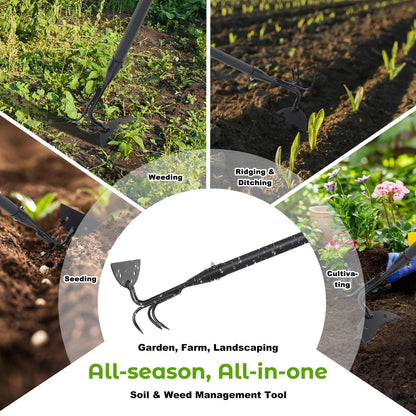 Garden Hoe, 2 in 1 Weeding Hoe and Cultivator Soil Tiller,52" Long Handle, Heavy Duty Hoe Garden Tool for Weeding, Loosening Soil, Cultivating, Gardening