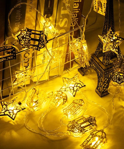 Fussion Ramadan String Lights Decorations 10.3 Feet, 20 LED Battery Operated Eid LED Moon and Star Light, Ramadan Mubarak Lantern for Bedroom, Indoor, Tree, Home Decor