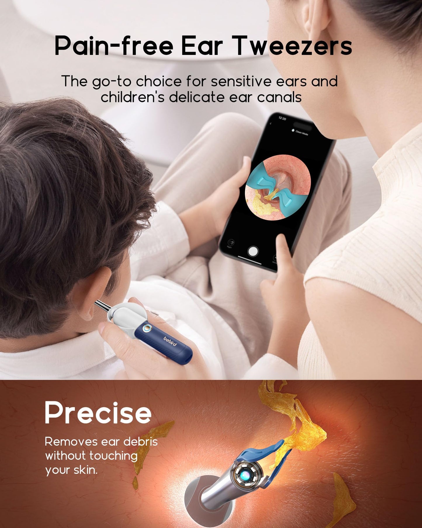 Bebird Earsight Plus R37R Ear Cleaning Camera Wax Removal Tool kit, Flexible Ear Scope Otoscope Camera Light, Visual Ear Picker Wireless Earwax Remover Tweezers for Adults & Kids