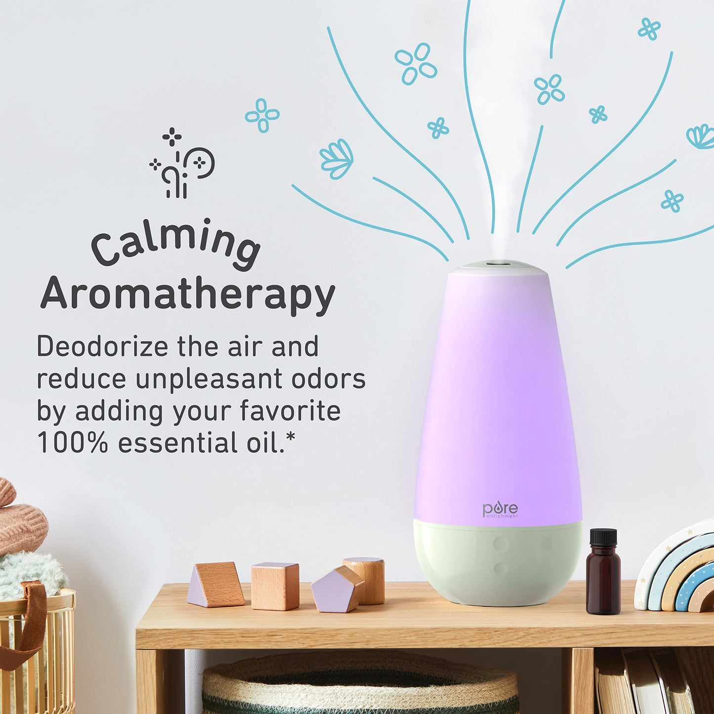 Pure Enrichment PureSpa XL 3-in-1 Cool Mist Humidifier, Essential Oil Diffuser & Mood Light - 2L Tank Provides Powerful Mist Coverage up to 350 sq ft in Bedroom, Office & Large Rooms