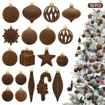 Velvet Christmas Ornaments Balls Set, 50 Pcs Hanging Balls for Xmas Tree Decorations Wedding Wreath Garland Holiday Party Office Home Decor