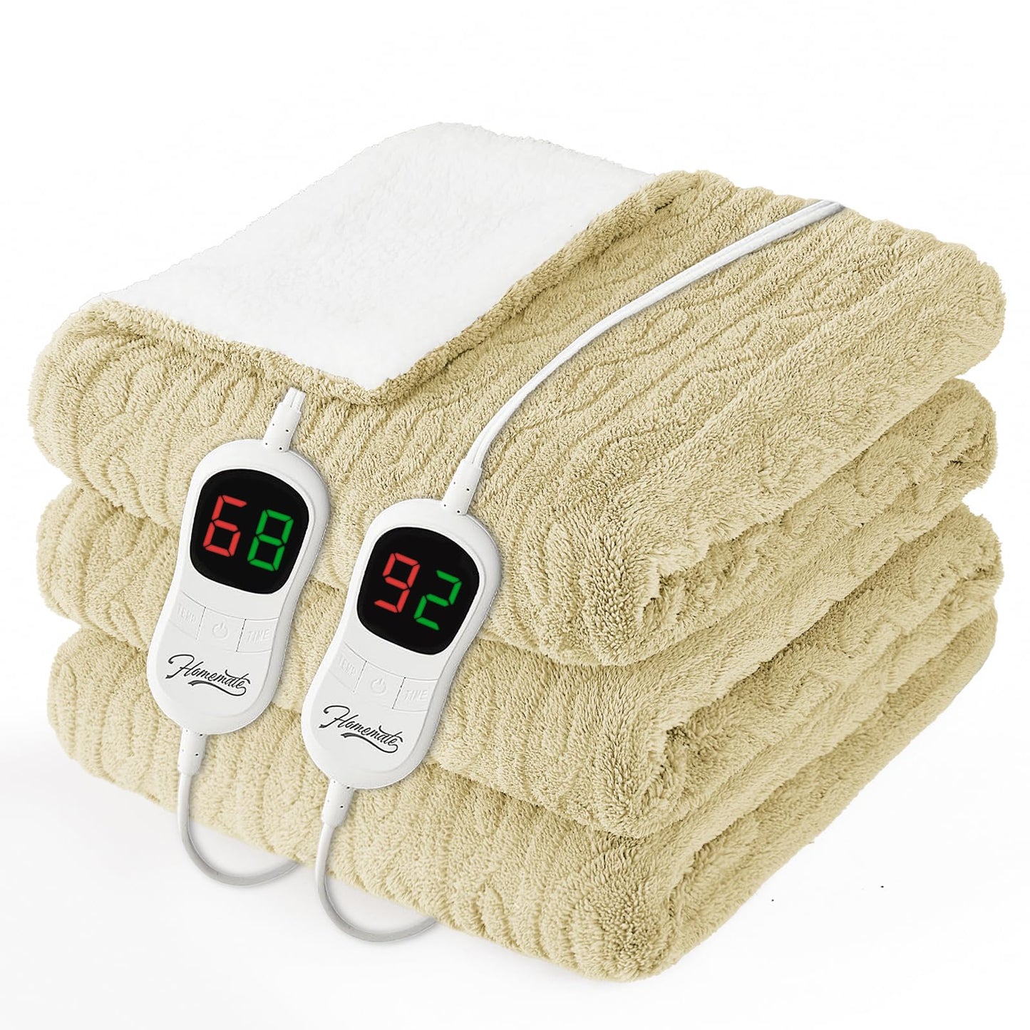 Homemate Electric Heated Blanket Twin - 62"x84" Heating Bed Blankets Throw with 10 Heating Levels 8 Hours Auto Off Fast Heating Over-Heated Protection Ultra Soft Warm Flannel ETL Certified Grey
