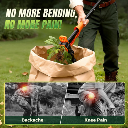 Crywag Weed Puller Tool - Stand Up Weed Puller with 4-Claw Steel Head, 39"-46" Retractable Handle & Easy-Eject Mechanism for Dandelions, Clover & More, No Bending or Kneeling
