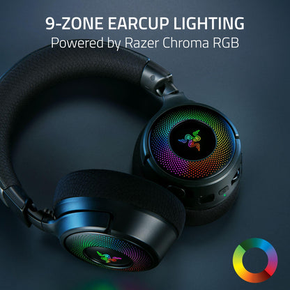 Razer Kraken V4 Wireless Gaming Headset: 2.4GHz, Bluetooth, USB - Super Wideband Mic - 40 mm Drivers - 9 Zone RGB Lighting - for PC, Mac, PS5, Nintendo Switch 2, Steam Deck, Smartphone - Black