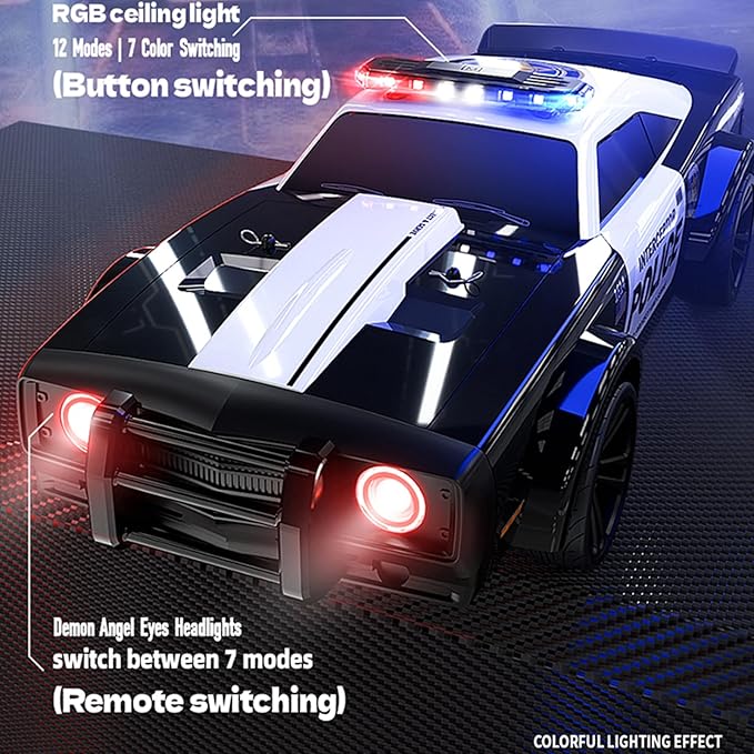 SG1614 RC Drift Car 2.4GHz 1:16 Scale 4WD High Speed Remote Control Cars Drift Police Car Model Equipped with Cool Lights and Drift Tires