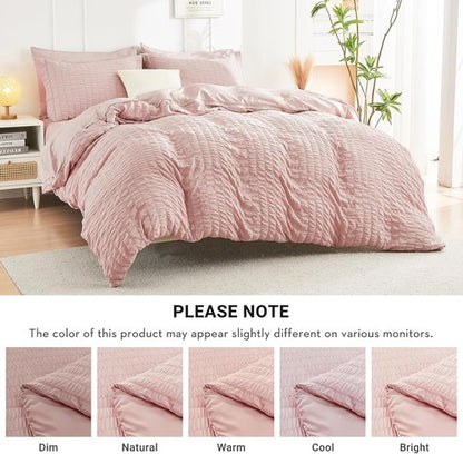 HYMOKEGE Rose Gold Twin XL Comforter Set - 5-Piece All-Season Luxury Bedding Set with Sheets & Pillowcase