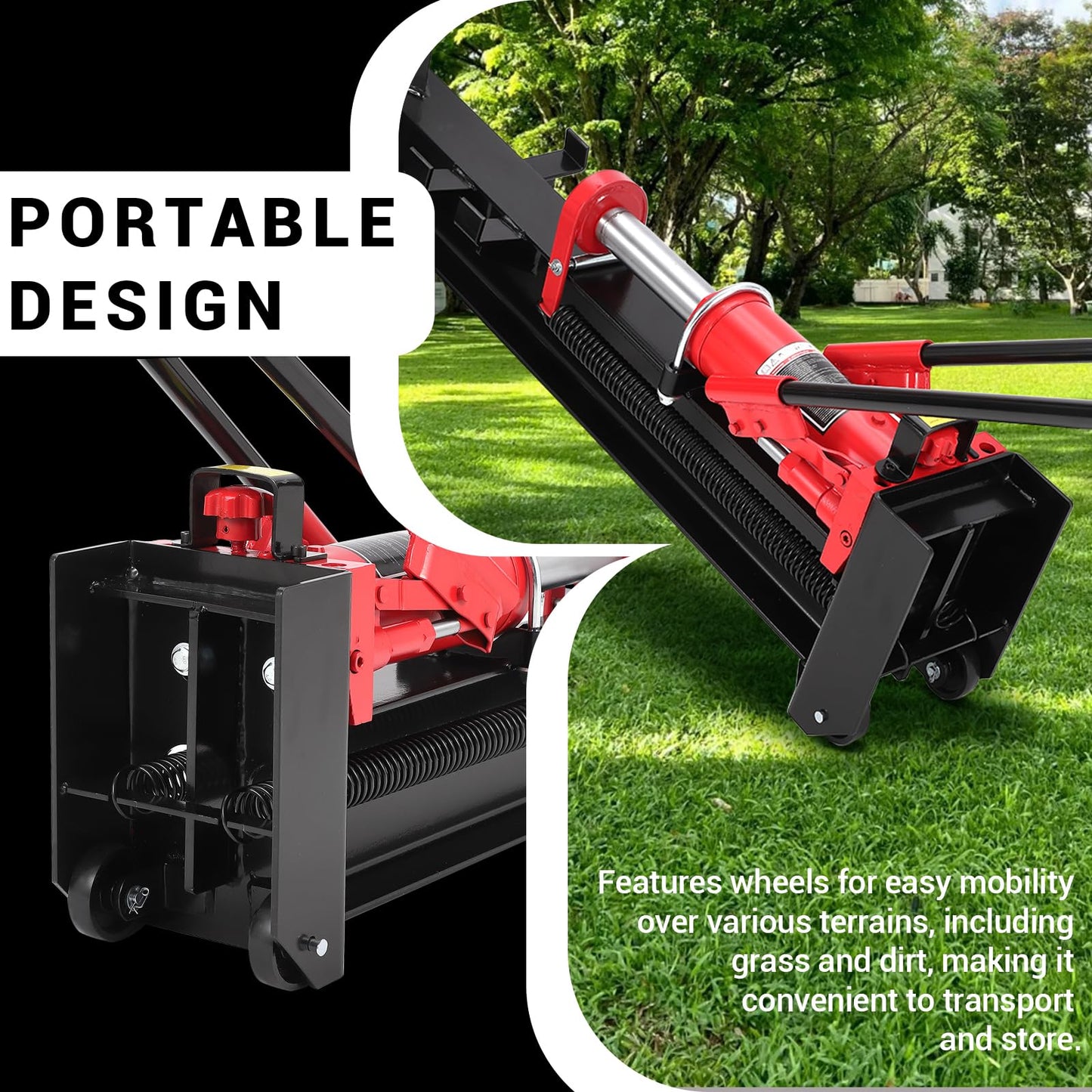 GarveeTech 12 T Hydraulic Log Splitter Wood Cutter, Manual Log Splitter with Horizontal Full Steel Beam & Built-in Wheel