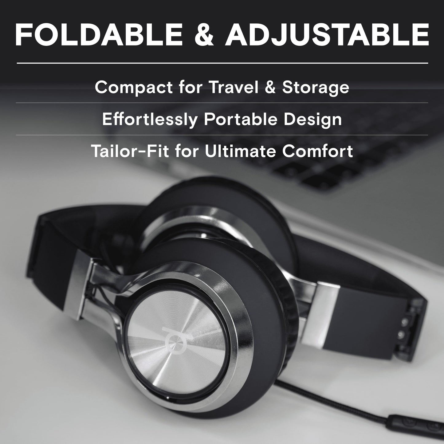 ARTIX CL750 Wired Headphones with Mic & Volume Control — Noise Isolating On-Ear Headphones for Computer and Laptop Wired, Plug in Corded Headphone Over Ear with Wire (Foldable, Aux Jack 3.5mm)