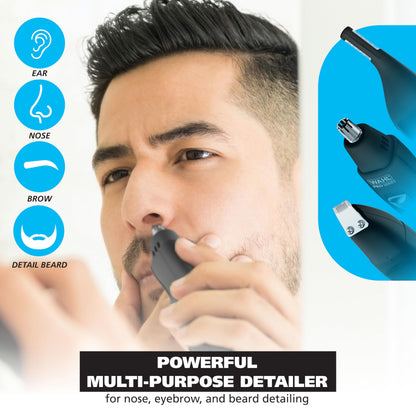 Wahl Groomsman Rechargeable Precision Trimmer for Hygienic Grooming with Rinsable, Interchangeable Heads for Eyebrows, Neckline, Nose, Ears, & Other Detailing - Model 3023284