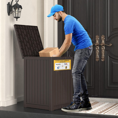 LHBGO Package Delivery Box for Outside with Sign, 48 Gallon Storage with Lockable Secure, Outdoor Package Drop Container