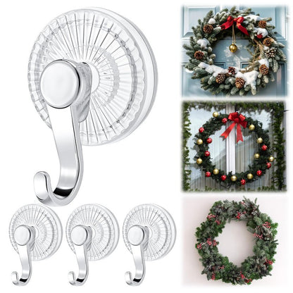 AceOrbit 4 Pack Suction Cup Wreath Hangers for Glass Front Door Heavy Duty Vacuum Suction Cup Hooks Removable Clear Wreath Holder for Window Kitchen Bathroom Shower Valentine's Decorations