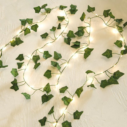 NWLIGHT Vine with Fairy Lights, 2 Pack 40LEDs Vine Lights Green Ivy Vines String Lights Battery Operated, Artifical Garland Leaf with Fairy Light for Bedroom Dorm Wall Decor