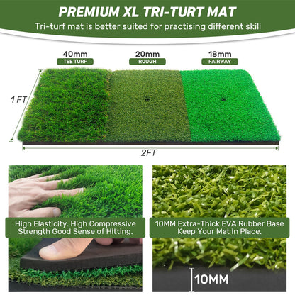 KLAODOT Golf Net with Practice Mat,Golf Hitting Aid Nets 10x7FT for Backyard Driving Chipping Training Swing with Target Mat Balls for Outdoor Indoor，Gifts for Men Dad Him and Golfer