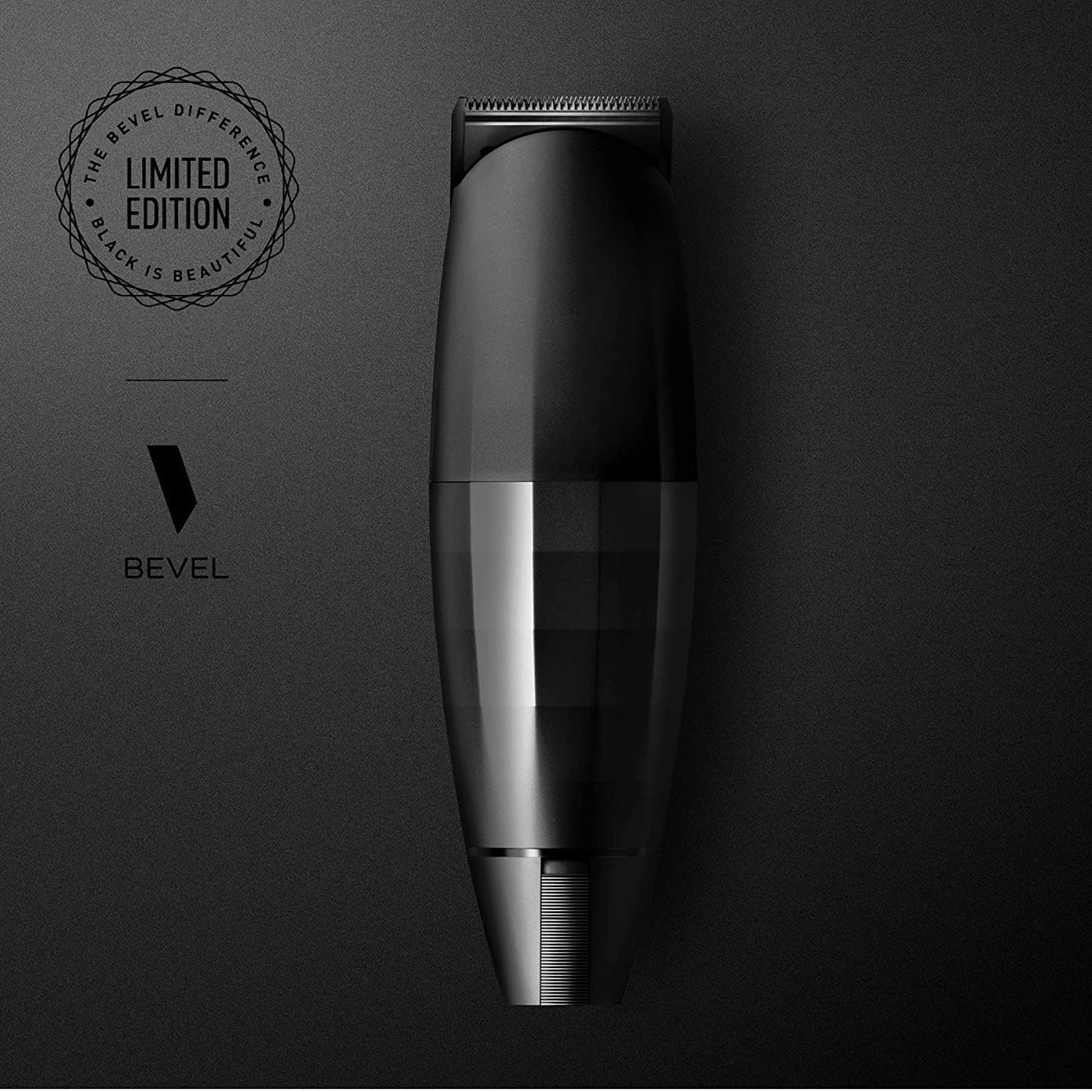 Bevel Beard Trimmer for Men - Black Edition Cordless Trimmer, 8 Hour Rechargeable Battery Life, Tool Free Adjustable Zero Gapped Blade, Barber Supplies, Mustache Trimmer