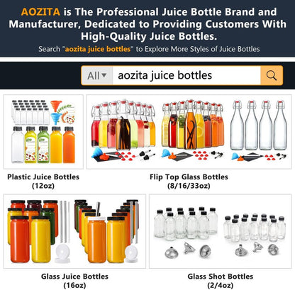 24 PACK, 12 OZ Reusable Plastic Juice Bottles with Caps, Plus 24 Labels & 2 Silicone Funnels - Clear Juicing Bottles for Juice, Smoothies, Ginger, Tea, Coffee - Food Grade & Leakproof Travel Bottles