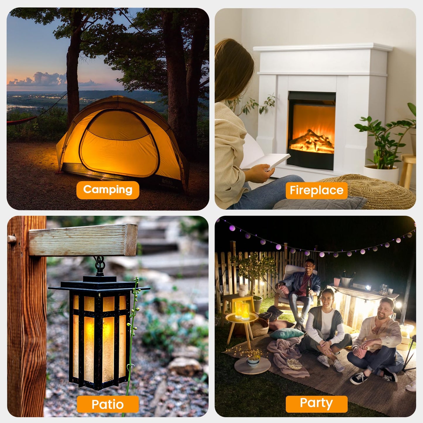 Hompavo 【Upgraded】 LED Flame Lights with Remote & Timer, 4-Mode Rechargeable Battery Operated Flameless Candles, Pillar Flickering Lantern for Living Room Bathroom Patio Wedding Christmas Home Decor