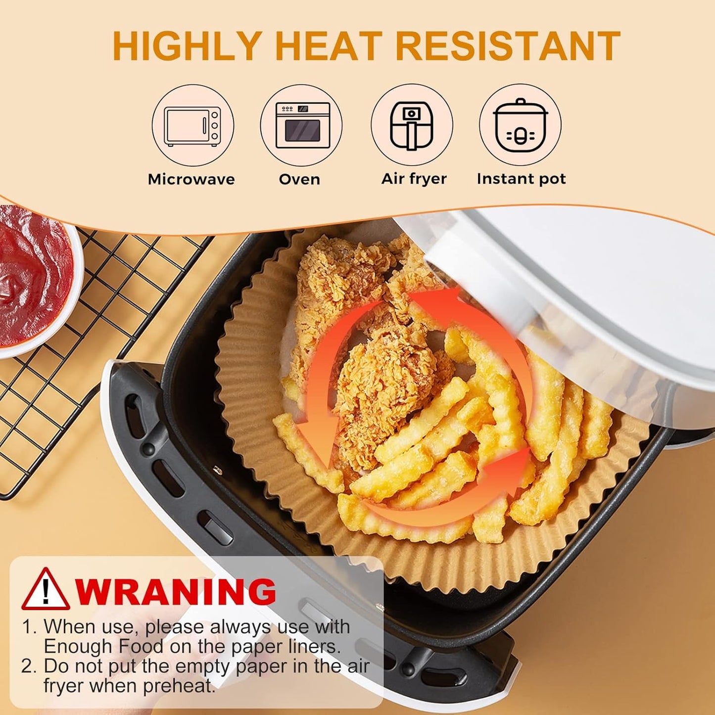 Vailnd Air Fryer Liners - 200 PCS Non-Stick & Oil Proof Baking Paper for 6.3" Ninja AF101 | Fits 2-4 Qt Baskets