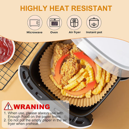 Vailnd Air Fryer Liners - 200 PCS Non-Stick & Oil Proof Baking Paper for 6.3" Ninja AF101 | Fits 2-4 Qt Baskets