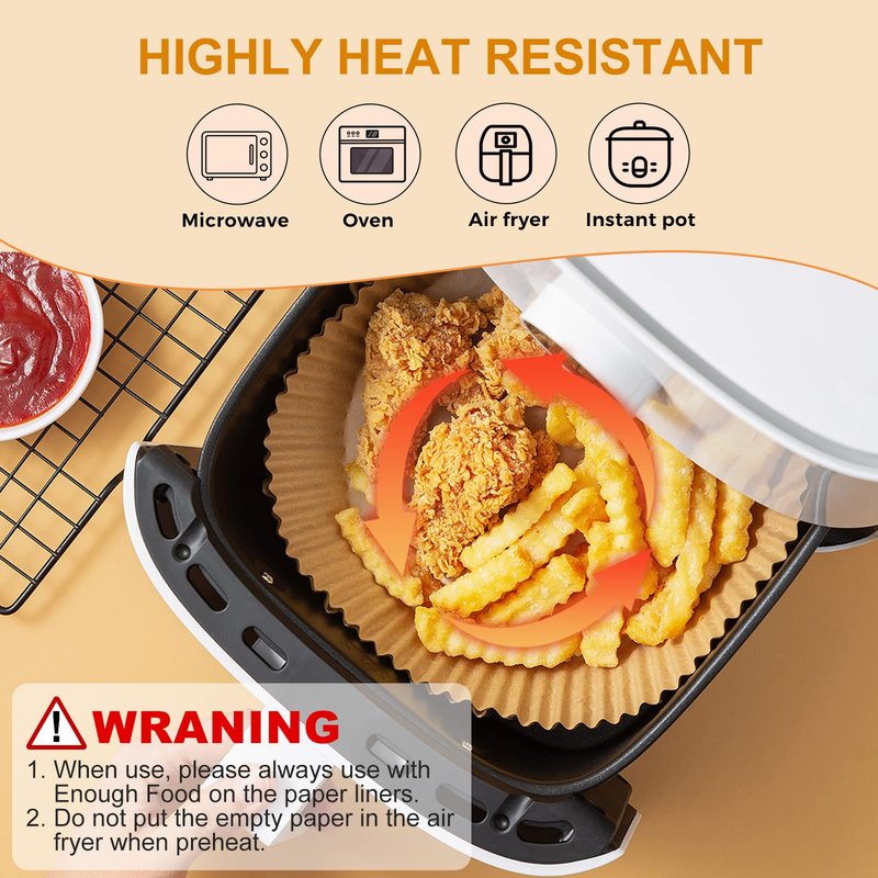 Air Fryer Paper Liners: 125Pcs Air Fryer Liner Disposable, Oilproof Waterproof Airfryer Parchment Paper Baking Liner Round Basket(6.5inch)