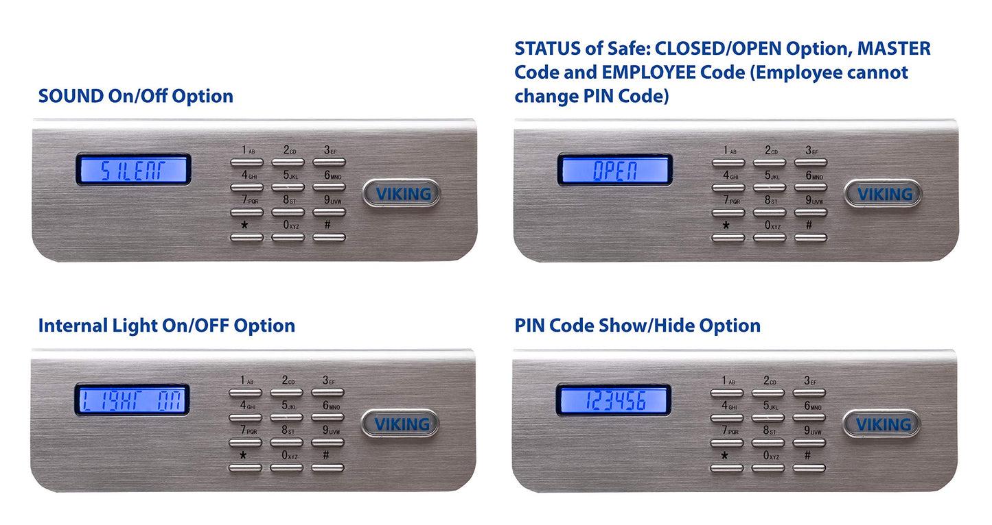 Viking Security Safe VS-40DS Heavy Duty Depository Safe with Drop Slot – Digital Keypad Money Safe for Cash, Business, Home, Office, Retail – Anti-Fish Design, LCD Display, Motorized Lock, Backup Key