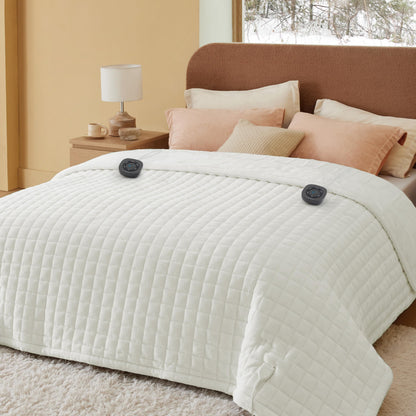 Bedsure Electric Blanket King Size - Dual Control Heated Blanket King Size, Fast Heating with 10 Time Settings & 10 Heat Settings, Warm Gift for Grandma (100x90 inches, Grey)