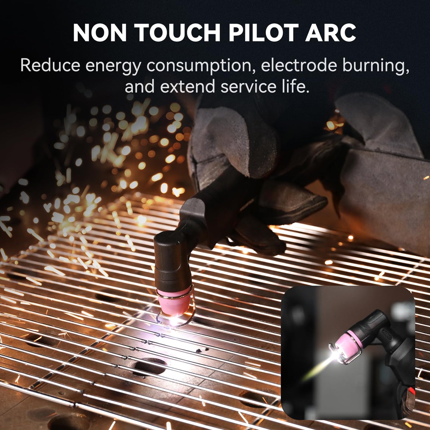 ARCCAPTAIN 55A Plasma Cutter, Non-Touch Pilot Arc High-Frequency Plasma Cutting Machine + ARCCAPTAIN Internal Control Auto Darkening Welding Helmet,