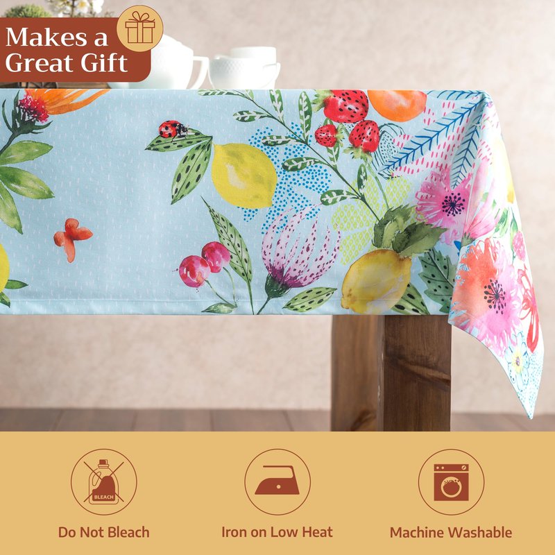 Maison d' Hermine Table Cloth Square Table 100% Cotton 54 x 54 Inches Tablecloth Reusable Decorative for Dining Kitchen Room Farmhouse Home Gifts for Mothers Day Spring Summer - Jardin D'Ete - Mint