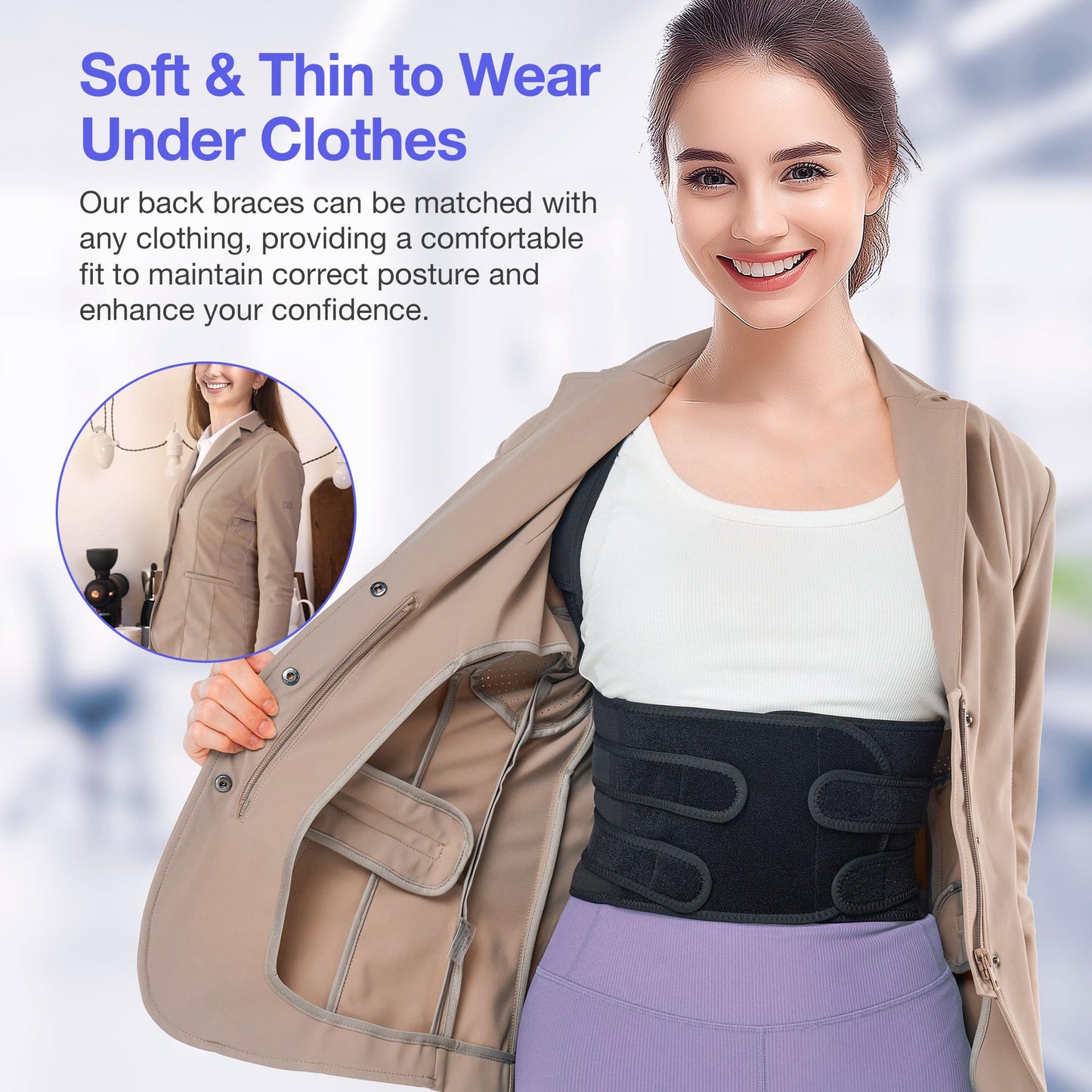 Kepwaa Posture Corrector for Women and Men, Upgraded Full Back Brace Support, Adjustable Shoulder Straightener for Improving Back Posture, Relief for Upper and Lower Back, Lumbar, Neck, Shoulder Pain