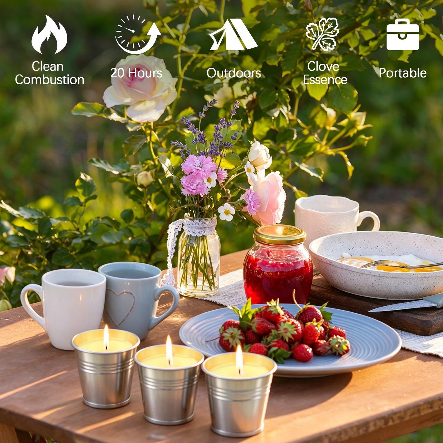 16 Pack Citronella Candles Outdoor for Patio Up to 160 Hours Burning, 2oz Small Citronella Candle Bulk Soy Wax, Summer Outdoor Candle for Yard Balcony Garden Porch Camping Outside