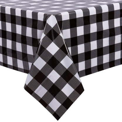 Kesfey 12 Packs Black and White Checkered Tablecloths 54 x 108 Inches Disposable Plastic Checkered Flag Racing Table Cover Waterproof Rectangle Race Car Table Cloth for Picnic Party Retro Celebration