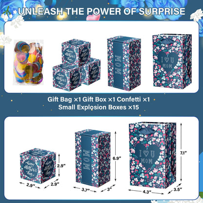 Ranfashiong Mothers Day Surprise Gift Box for Money, DIY Creativity Folding Bounce Explosion Pop Up Cash for Mom, Blue