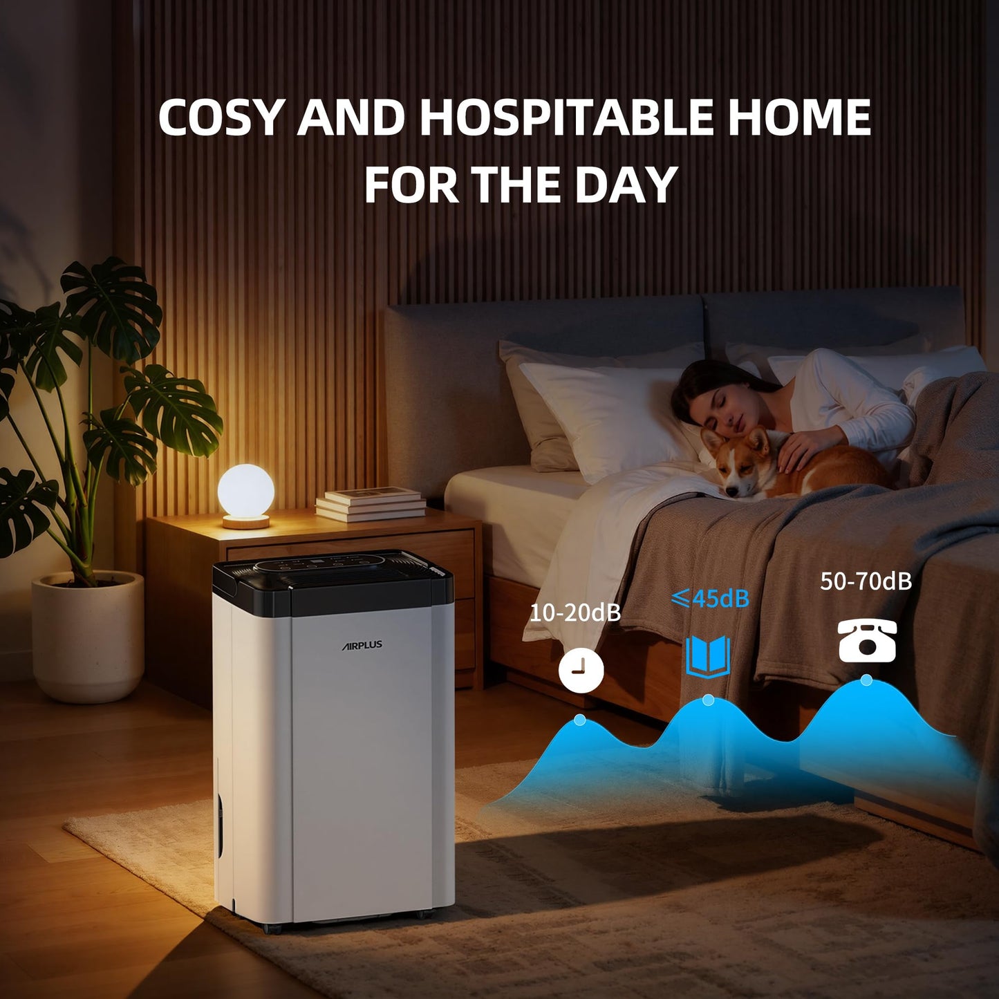 AIRPLUS 5000 Sq. Ft Dehumidifier for Home and Basement, 80 Pint Portable Dehumidifiers with Drain Hose for Large Room, Quiet Sleep Mode Dehumidifier for Bedroom, RV De humidifier for Inside Camper
