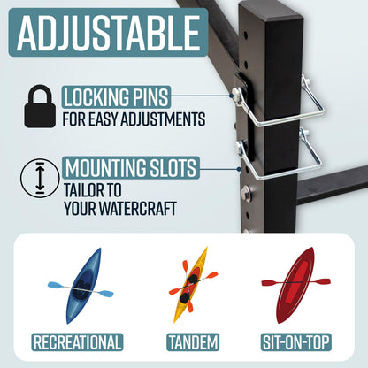 Teal Triangle Freestanding Kayak Storage Rack – 6 Kayak Rack & Canoe Rack – Indoor Outdoor Kayak – Adjustable Surfboard & Stand Up Paddle Board Holder – Adjustable Storage Stand - Black