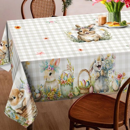 cusugbaso Easter Tablecloth 60x84 Inch Rectangle - Easter Decorations for The Home - Water Resistant Spring Table Cloth Rectangle for Party,Table, Outdoor Decorations