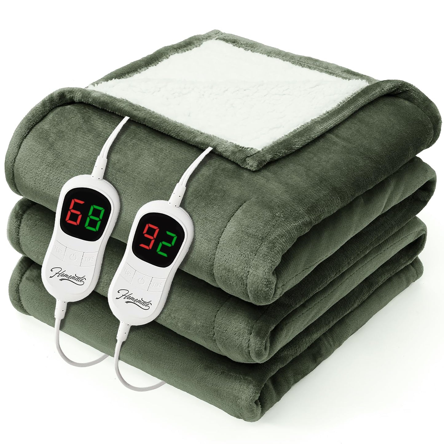 Homemate Electric Heated Blanket Twin - 62"x84" Heating Bed Blankets Throw with 10 Heating Levels 8 Hours Auto Off Fast Heating Over-Heated Protection Ultra Soft Warm Flannel ETL Certified Grey