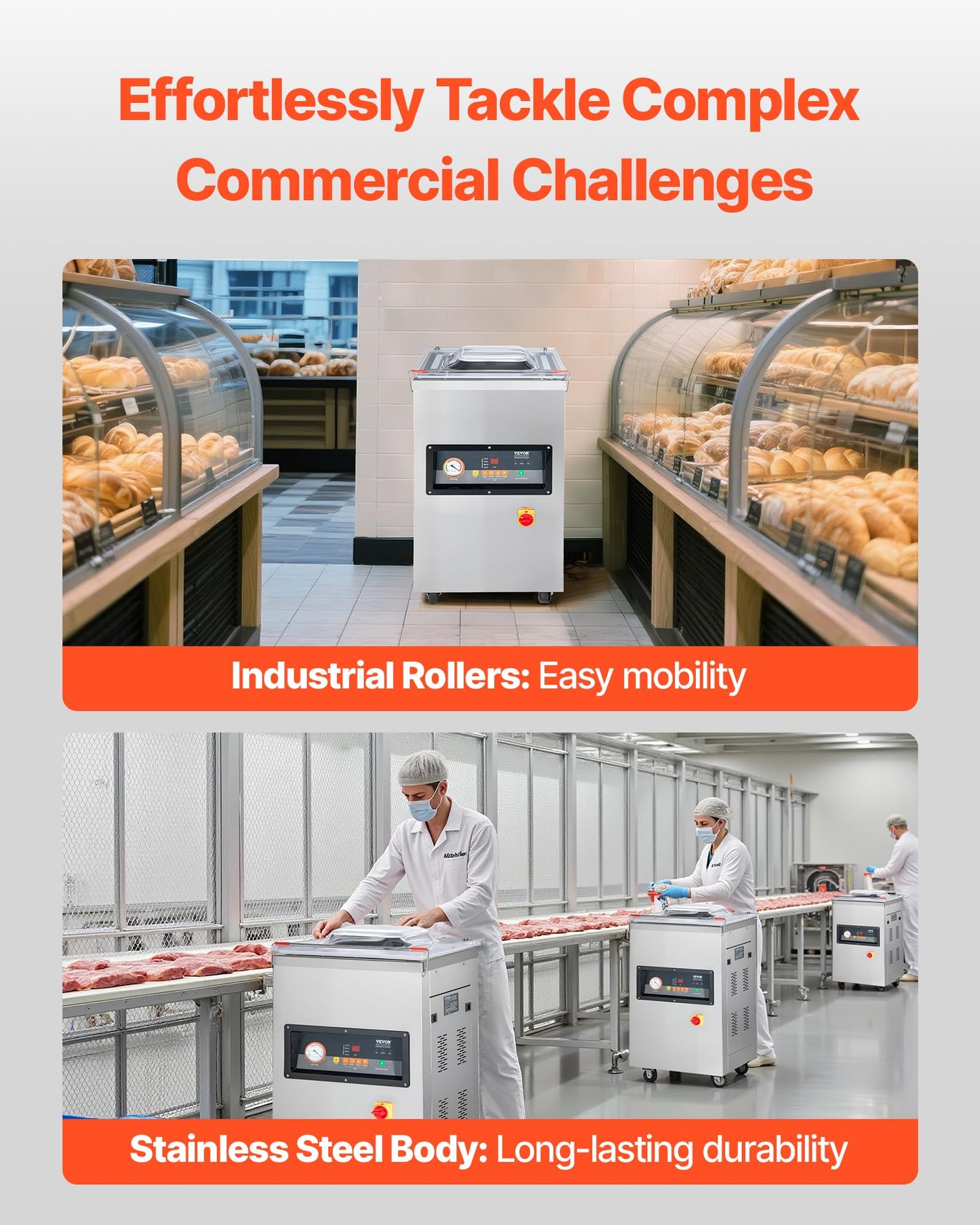 VEVOR Chamber Vacuum Sealer, 100kPa Powerful Vacuum Sealing Machine, LED Screen, One-Touch Compact Meat Packing Machine with 2 Sealing Strips & 60 Vacuum Bags, for Dry & Wet Food Preservation