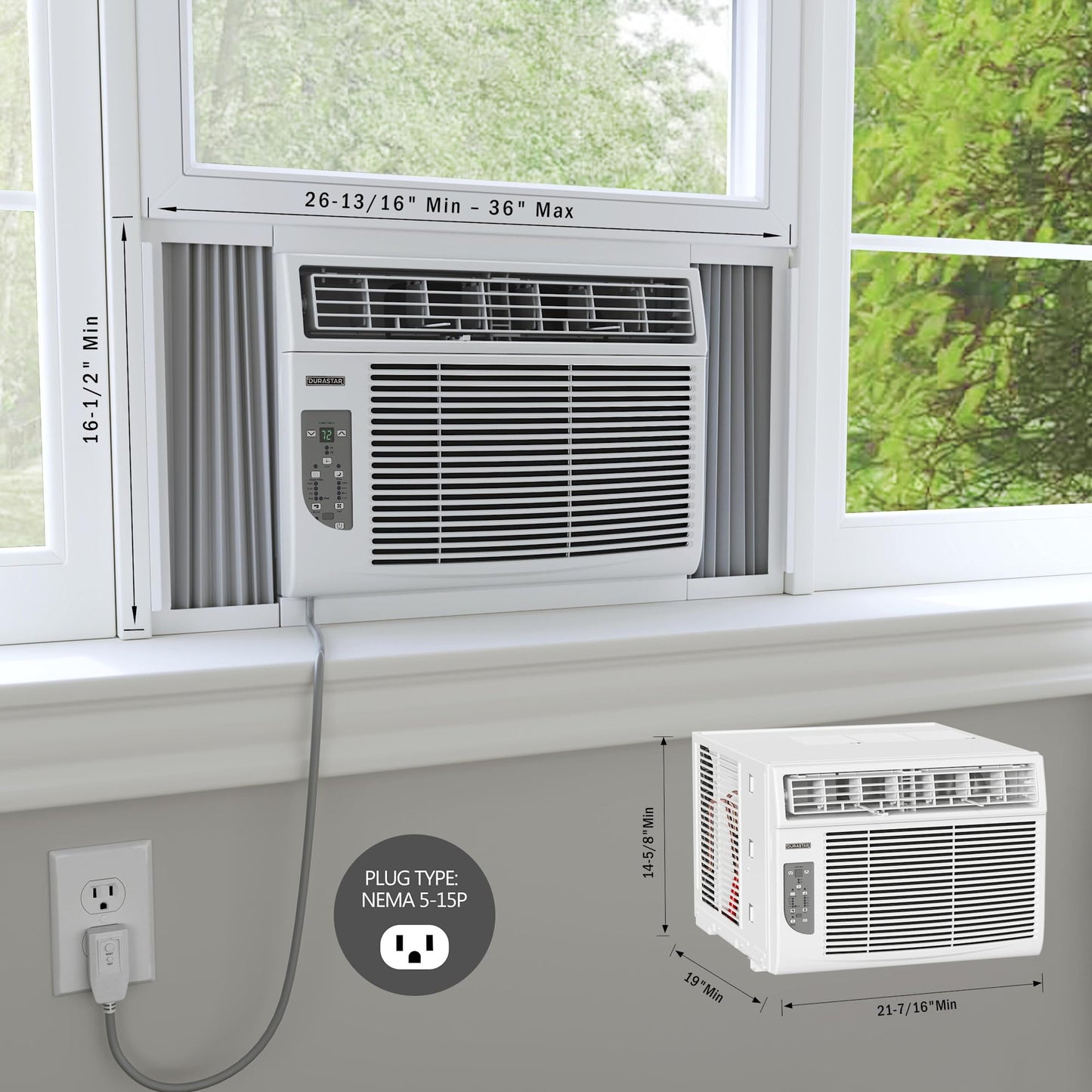Durastar DRWHC081XNA1 8,000 BTU 115V Window Air Conditioner with 3500 BTU Supplemental Heating and Remote Control - White